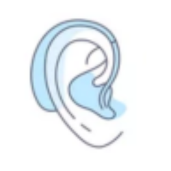 Illustration oreille stylisée pour audition-passion à Villeneuve-sur-Lot, design épuré bleu moderne