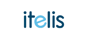 logo itelis sur fond blanc chez audition-passion à Villeneuve-sur-Lot, design moderne bleu avec e en bleu clair