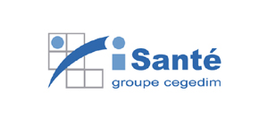Logo iSanté groupe cegedim sur fond blanc chez audition-passion à Villeneuve-sur-Lot, ambiance professionnelle bleue