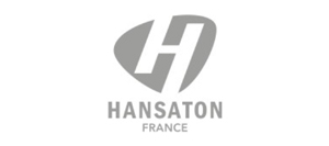Logo Hansaton moderne chez audition-passion à Villeneuve-sur-Lot avec lettrage élégant sur fond blanc
